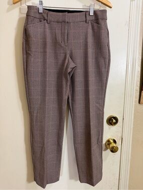 Express Plaid Cropped Trouser Pants in Brown/tan